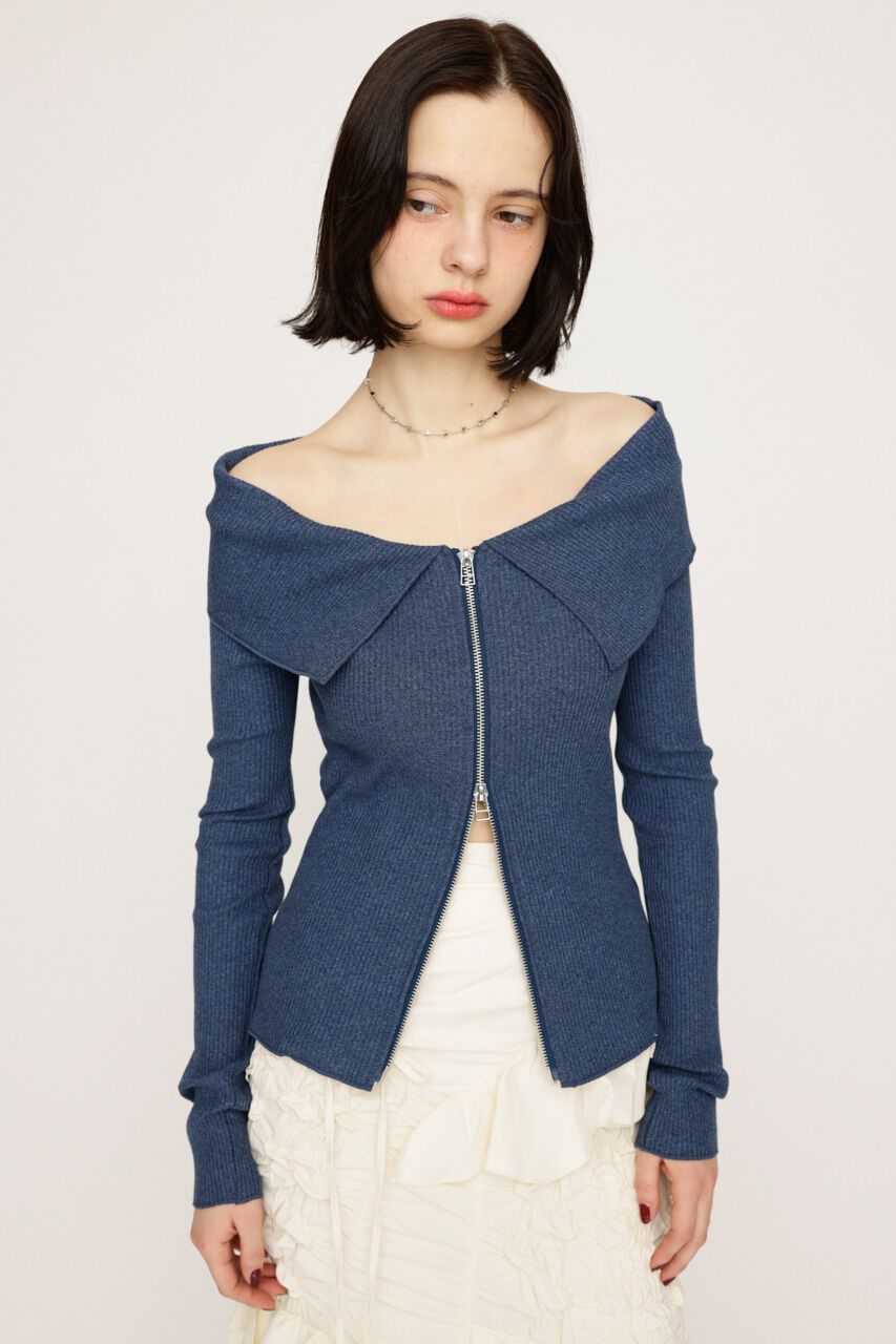 SLY「OFFSHOULDER FRONT ZIP トップス」|Tシャツ・カットソー|