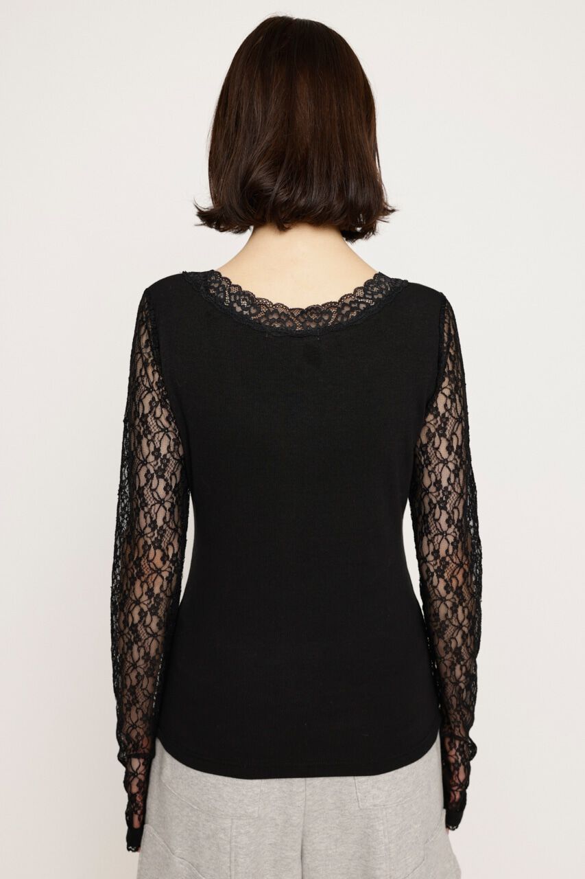 SLY「LACE RIB COMBI ブラウス」|Tシャツ・カットソー|