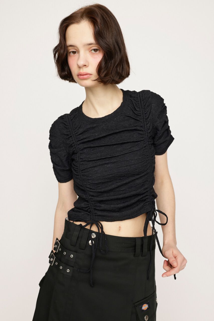 SLY「SHIRRING CUT トップス」|Tシャツ・カットソー|BLK