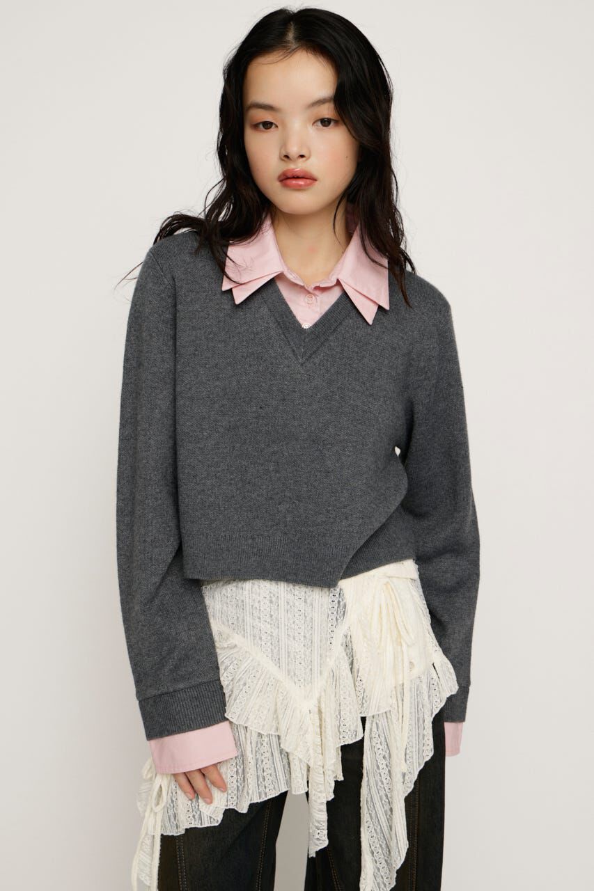SLY「LAYERED LIKE CROP KNIT トップス」|ニット・セーター|GRY