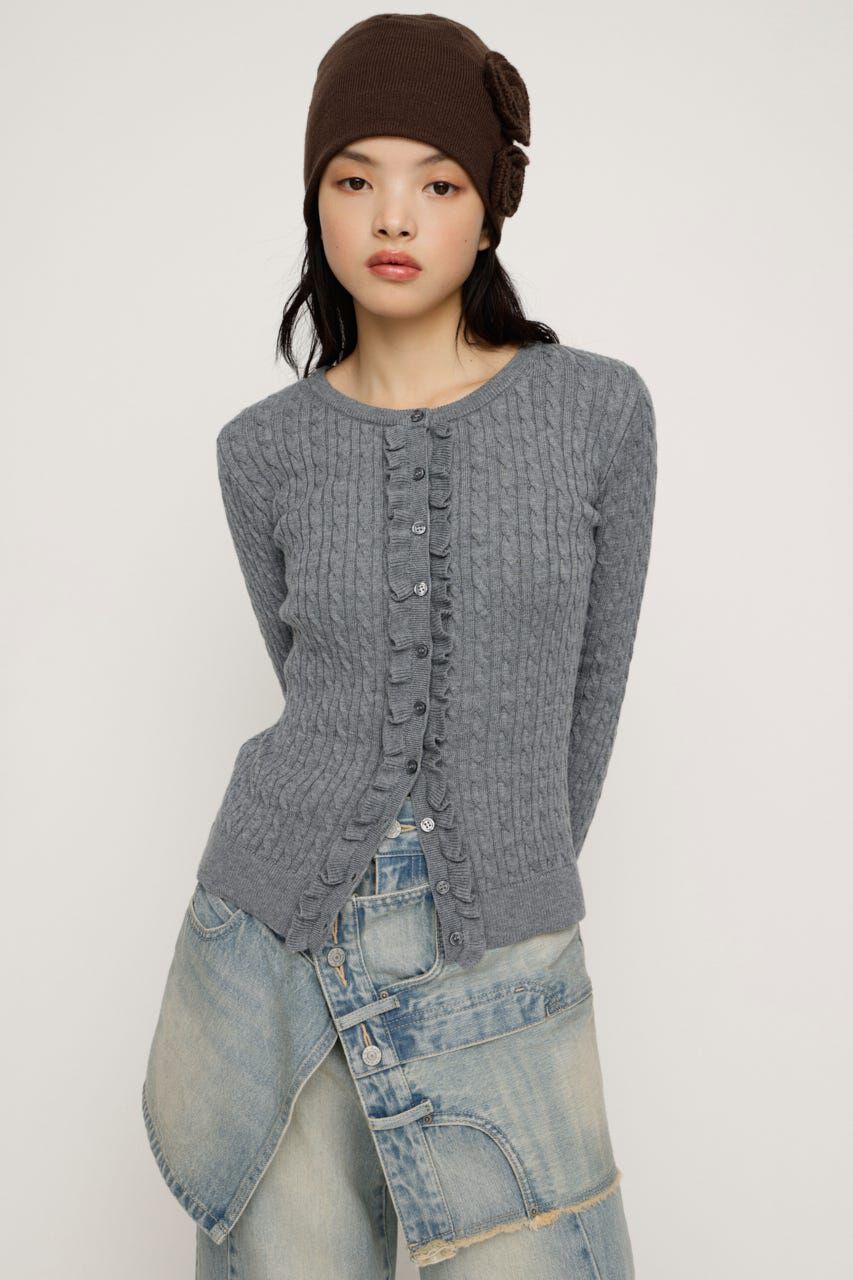 SLY「FRONT FRILL KNIT トップス」|ニット・セーター|T.GRY