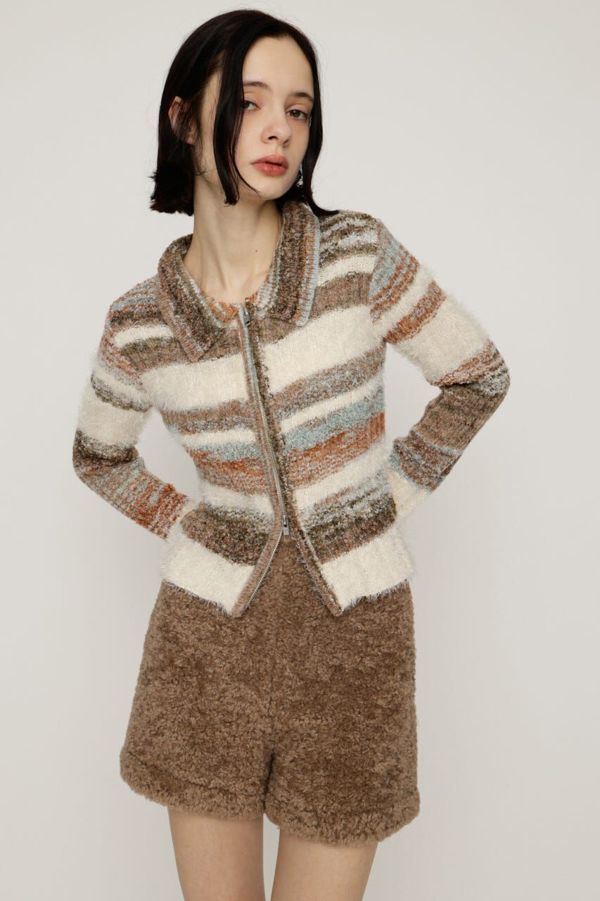 SLY「SHAGGY MIX FRONT ZIP トップス」|ニット・セーター|