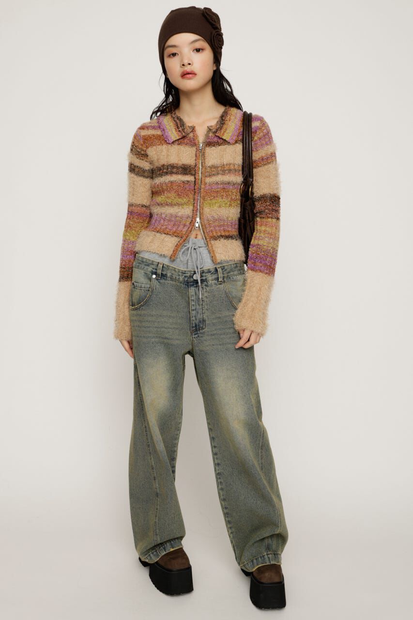 SLY「SHAGGY MIX FRONT ZIP トップス」|ニット・セーター|