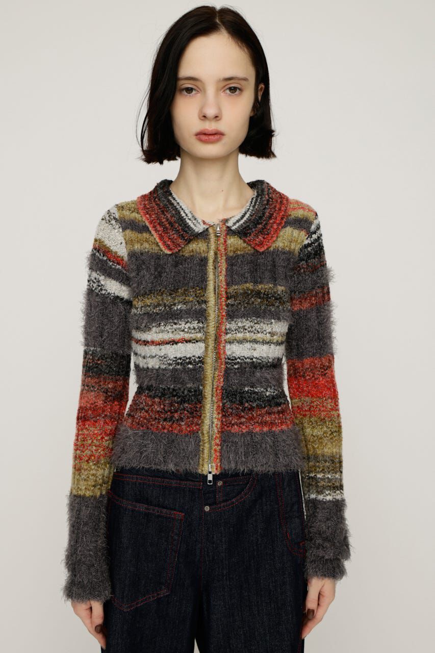 SLY「SHAGGY MIX FRONT ZIP トップス」|ニット・セーター|