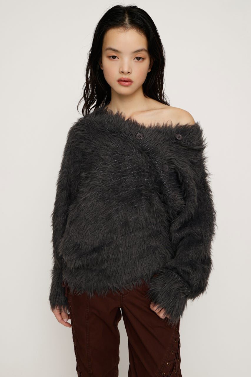 SLY「BIG SHAGGY BUTTON RIB トップス」|ニット・セーター|