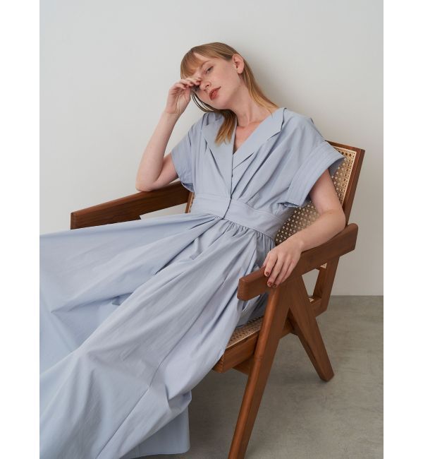 ELENDEEK「OPEN COLLAR SHIRT OP」|ワンピース|アイスブルー