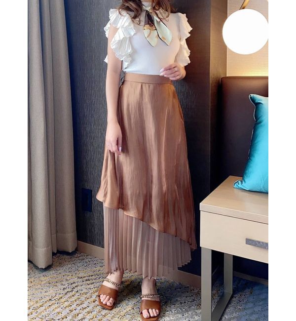 RESEXXY「シースルーレイヤードフレアスカート」|スカート|ブラウン