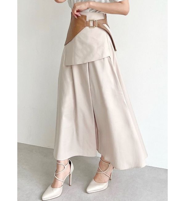 RESEXXY「合皮コルセット付フレアスカート」|スカート|ベージュ