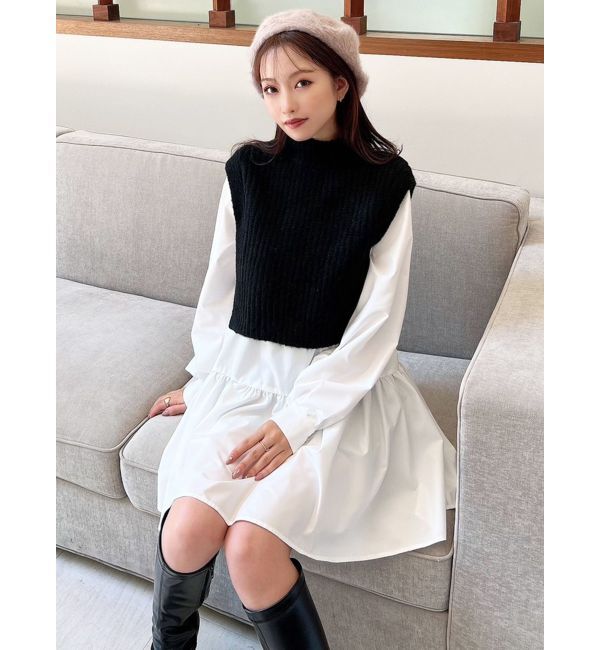 RESEXXY「ミクスチャーニットコンビチュニック」|ニット・セーター|