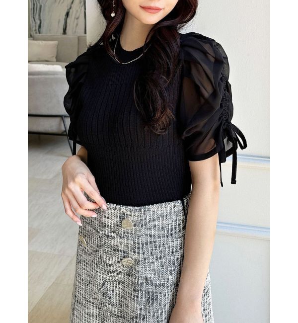 RESEXXY「シアースリーブデザインニットトップス」|ニット・セーター|ブラック