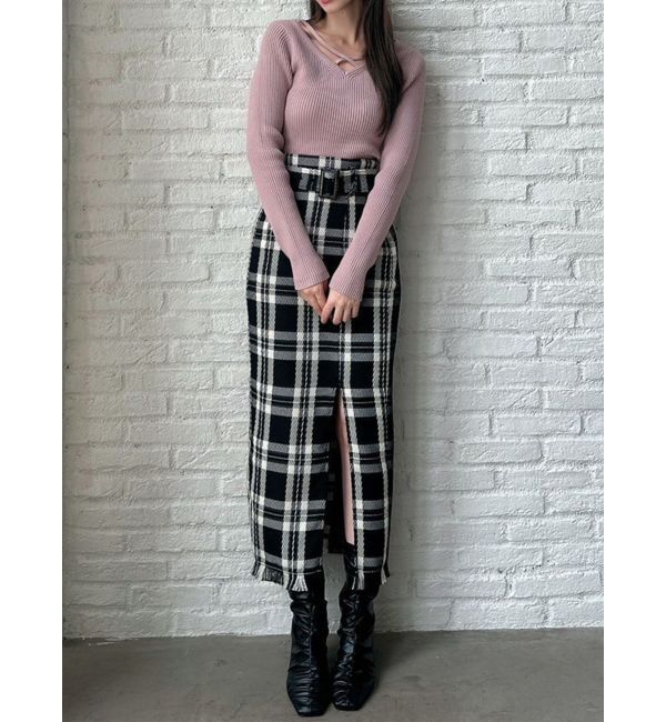 RESEXXY「フリンジタイトスカート」|スカート|ブラック