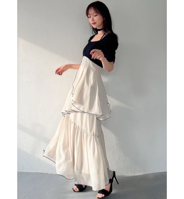 RESEXXY「バイカラーメローフレアワンピース」|ワンピース|