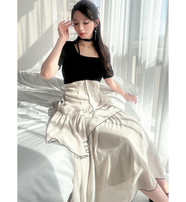 RESEXXY「バイカラーメローフレアワンピース」|ワンピース|