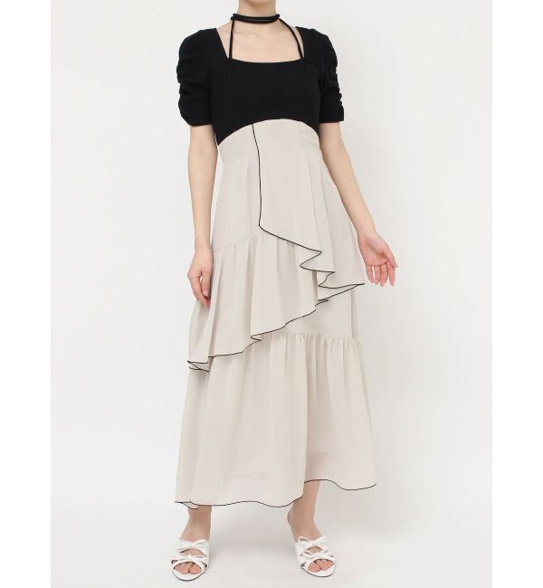 RESEXXY「バイカラーメローフレアワンピース」|ワンピース|