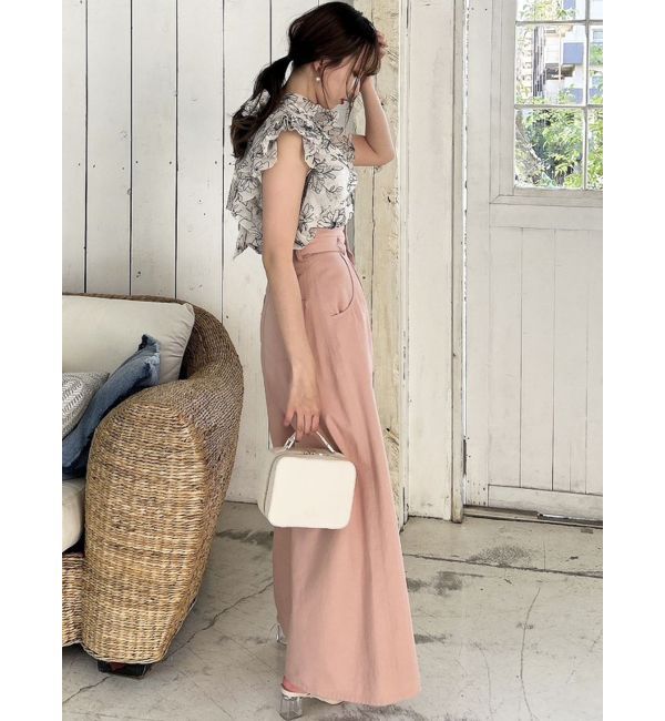 dazzlin「ダブルハイウエストワイドデニムパンツ」|デニム|