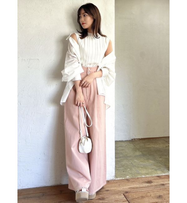 dazzlin「ダブルハイウエストワイドデニムパンツ」|デニム|