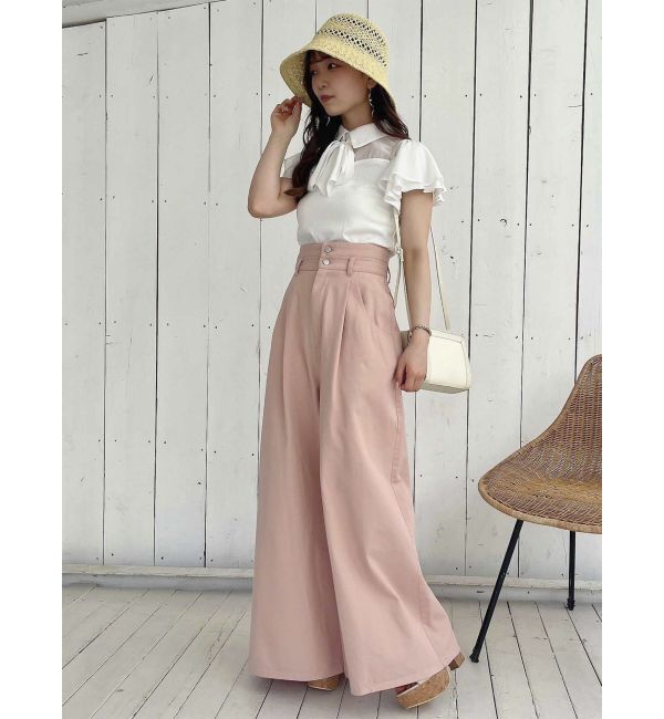 dazzlin「ダブルハイウエストワイドデニムパンツ」|デニム|