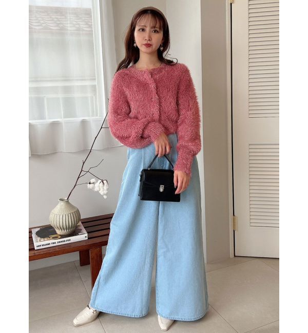 dazzlin「ダブルハイウエストワイドデニムパンツ」|デニム|