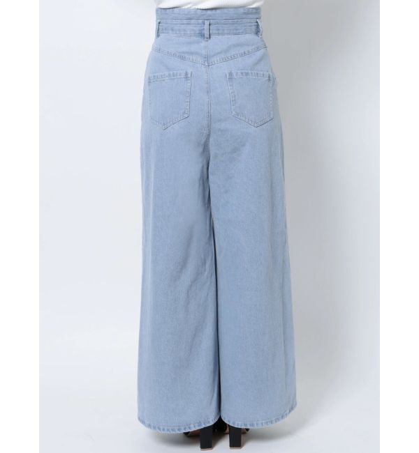 dazzlin「ダブルハイウエストワイドデニムパンツ」|デニム|