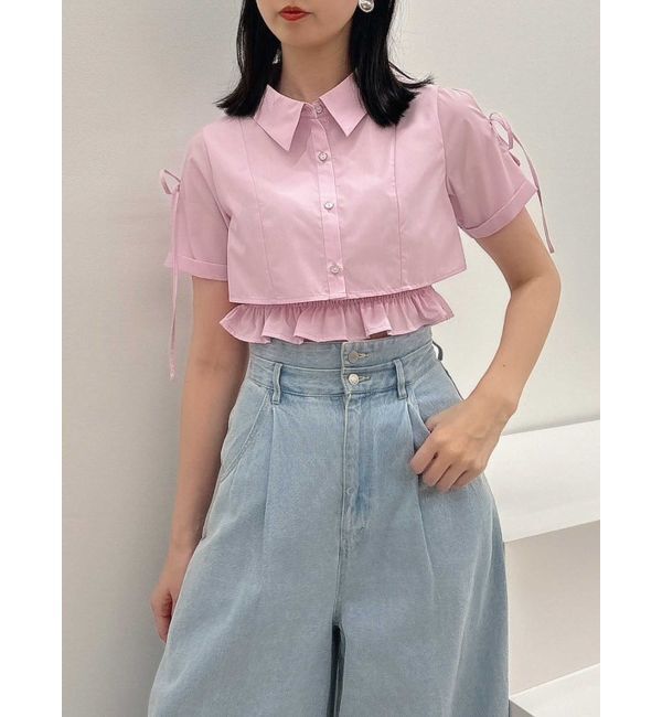 dazzlin「リボンスリーブショートシャツ」|シャツ・ブラウス|ピンク