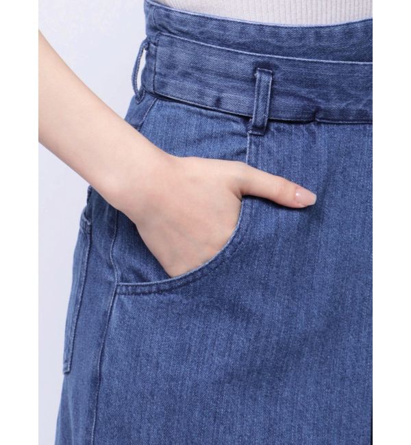 dazzlin「センターパーツホックワイドパンツ」|デニム|