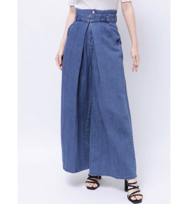 dazzlin「センターパーツホックワイドパンツ」|デニム|