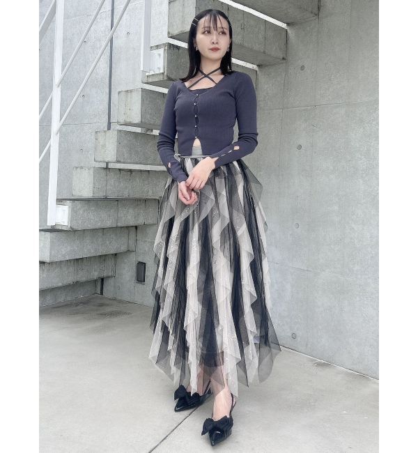 dazzlin「カーデタイトレイヤードリボントップス」|ニット・セーター|