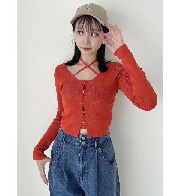 dazzlin「カーデタイトレイヤードリボントップス」|ニット・セーター|