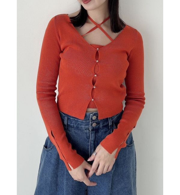 dazzlin「カーデタイトレイヤードリボントップス」|ニット・セーター|