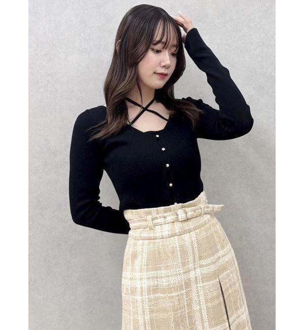 dazzlin「カーデタイトレイヤードリボントップス」|ニット・セーター|