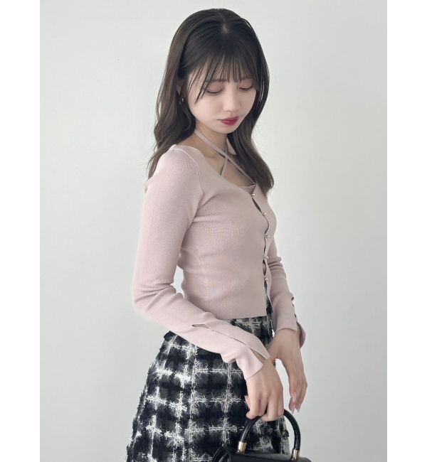 dazzlin「カーデタイトレイヤードリボントップス」|ニット・セーター|