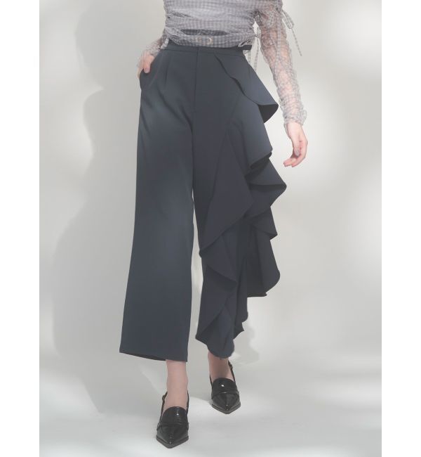 dazzlin「ビッグフリルアシメワイドパンツ」|その他|チャコールグレー