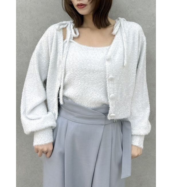 dazzlin「ミニシャギーラメニットカーデトップス」|カーディガン|グレー