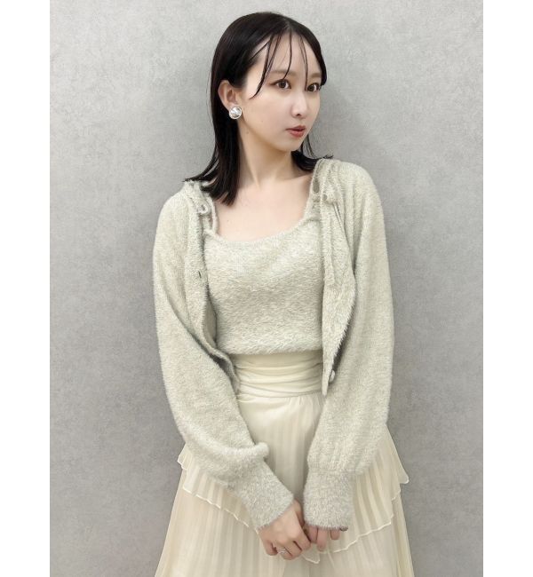 dazzlin「ミニシャギーラメニットカーデトップス」|カーディガン|