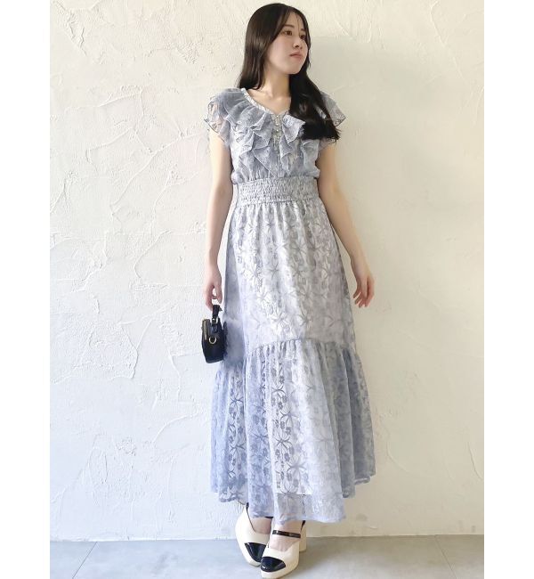 dazzlin「【WEB限定】バックリボンレースノースリワンピース」|ワンピース|