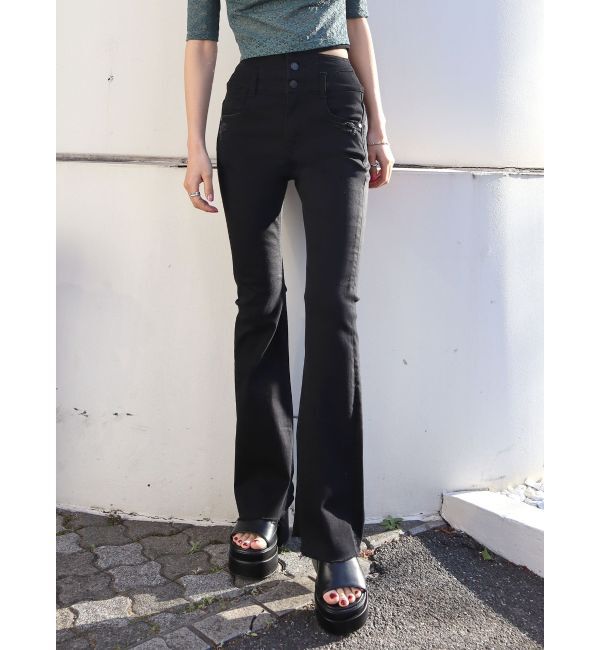 EMODA「サイドオープンハイウエストフレアパギンス」|デニム|