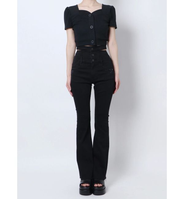 EMODA「サイドオープンハイウエストフレアパギンス」|デニム|