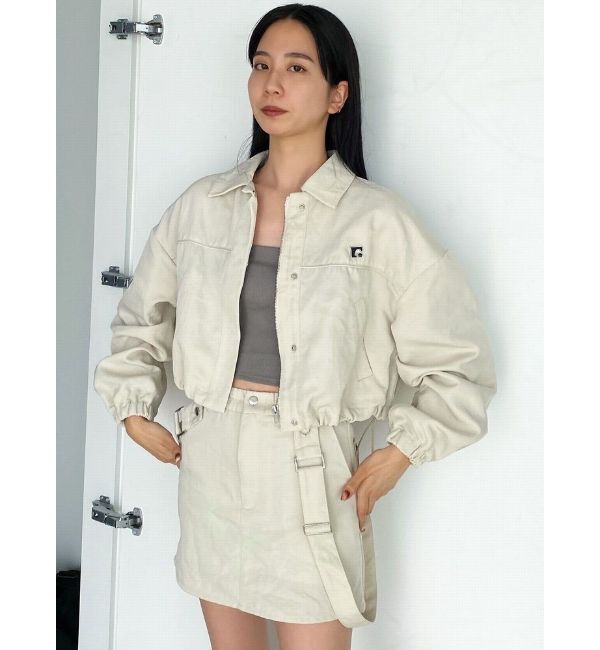 EMODA「ボックスEマークショートブルゾン」|ブルゾン・スタジャン|アイボリー