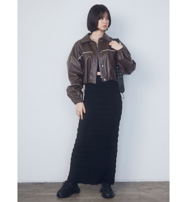 EMODA「ボックスEマークショートブルゾン」|ブルゾン・スタジャン|