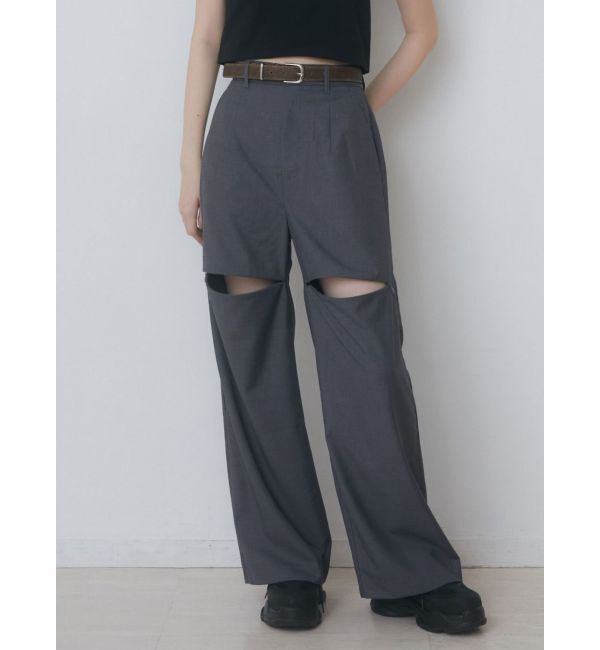 EMODA「ジップスリットワイドパンツ」|その他|グレー