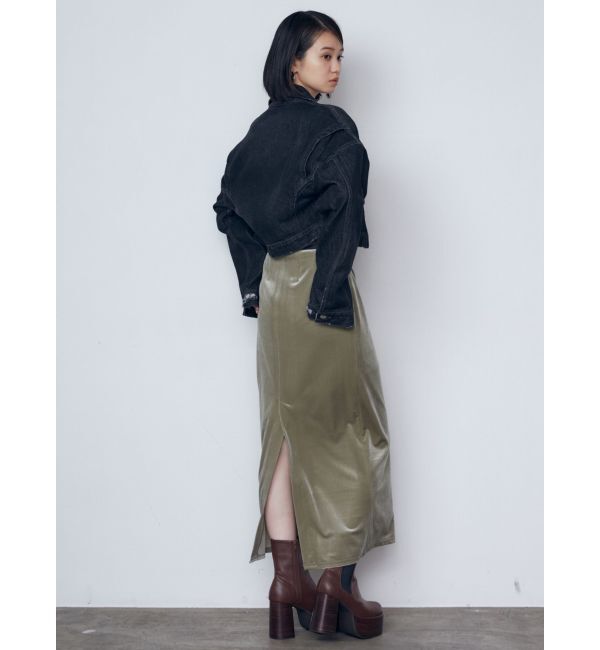 EMODA「【WEB限定】ハイウエストベルトベロアスカート」|スカート|