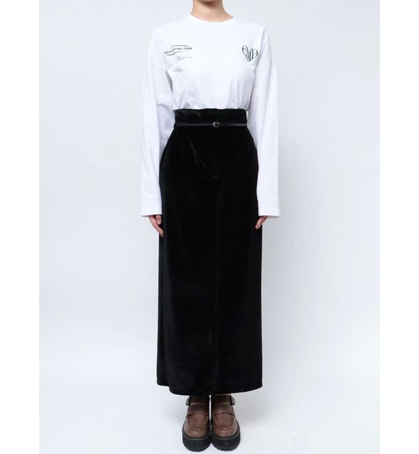 EMODA「【WEB限定】ハイウエストベルトベロアスカート」|スカート|
