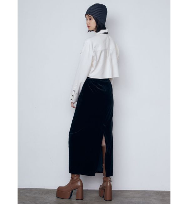 EMODA「【WEB限定】ハイウエストベルトベロアスカート」|スカート|