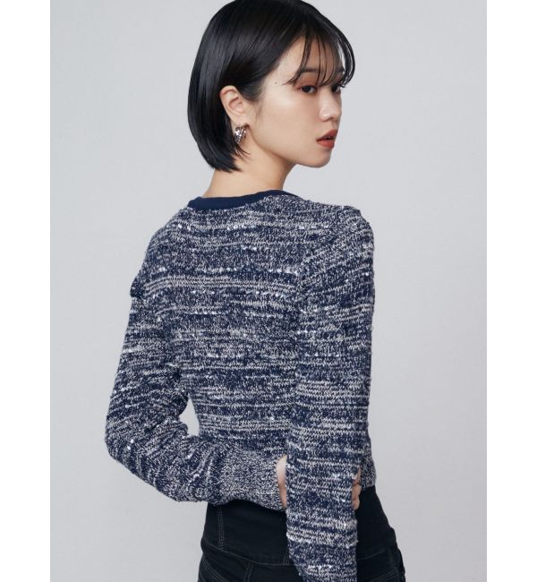 EMODA「ツイードクロップジップニット」|ニット・セーター|