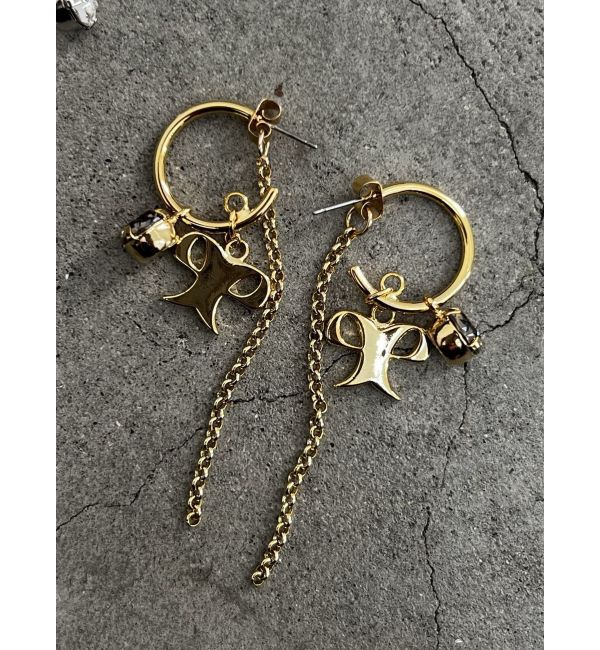 EMODA「クリスタルリボンピアス」|ピアス|ゴールド