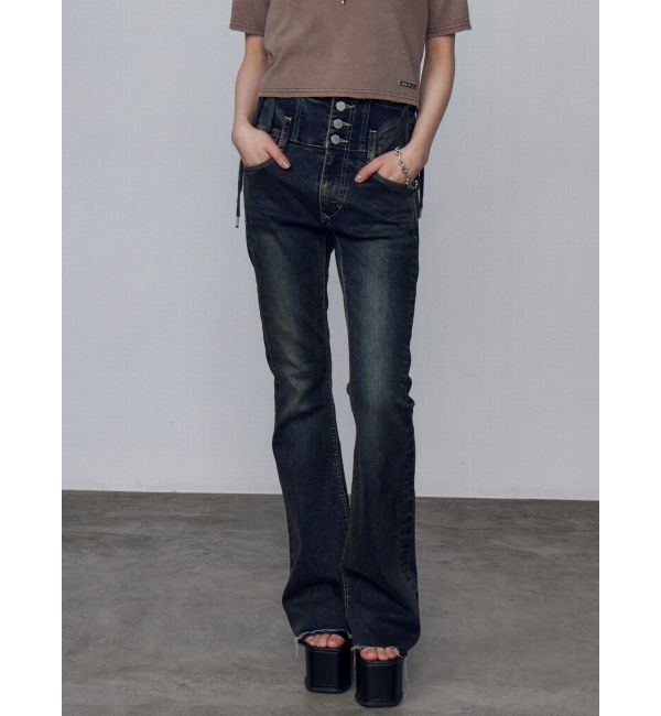 EMODA「サイドオープンハイウエストフレアパギンス」|デニム|