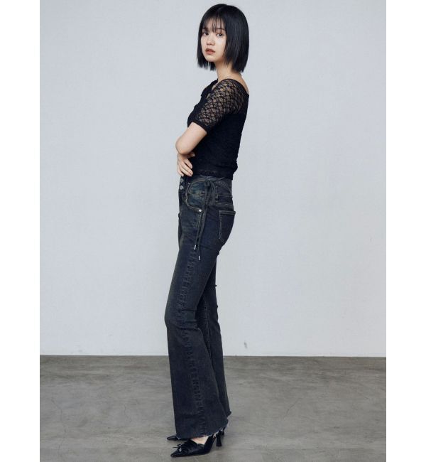 EMODA「サイドオープンハイウエストフレアパギンス」|デニム|