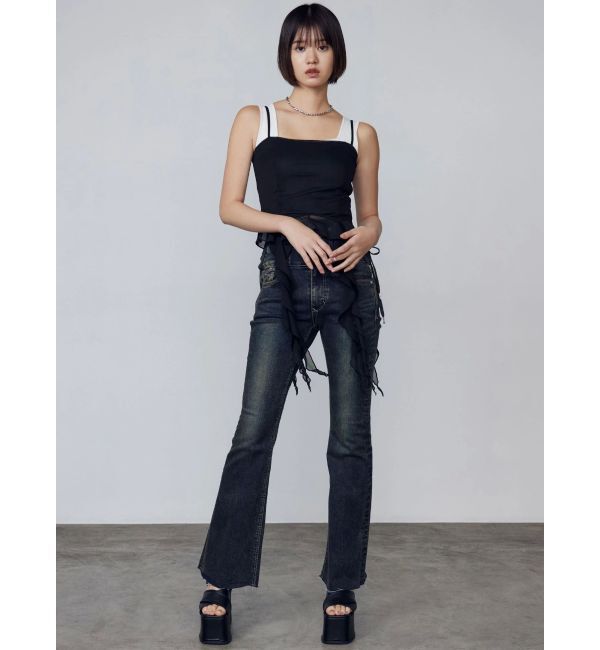 EMODA「サイドオープンハイウエストフレアパギンス」|デニム|