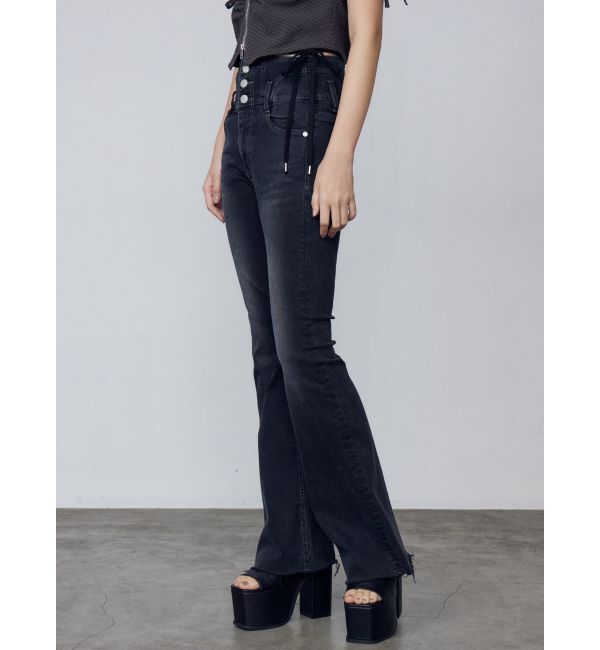 EMODA「サイドオープンハイウエストフレアパギンス」|デニム|