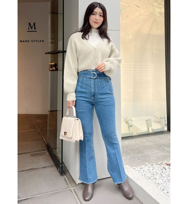 MERCURYDUO「ハイウエストデザインデニムフレアパンツ」|その他|